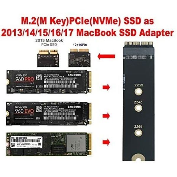新品良品即決■送料無料 MacBook Air Pro用M.2 NVME SSD変換アダプター(2013-2017)A1465 A1466 A1419 A1398 A1502用拍卖