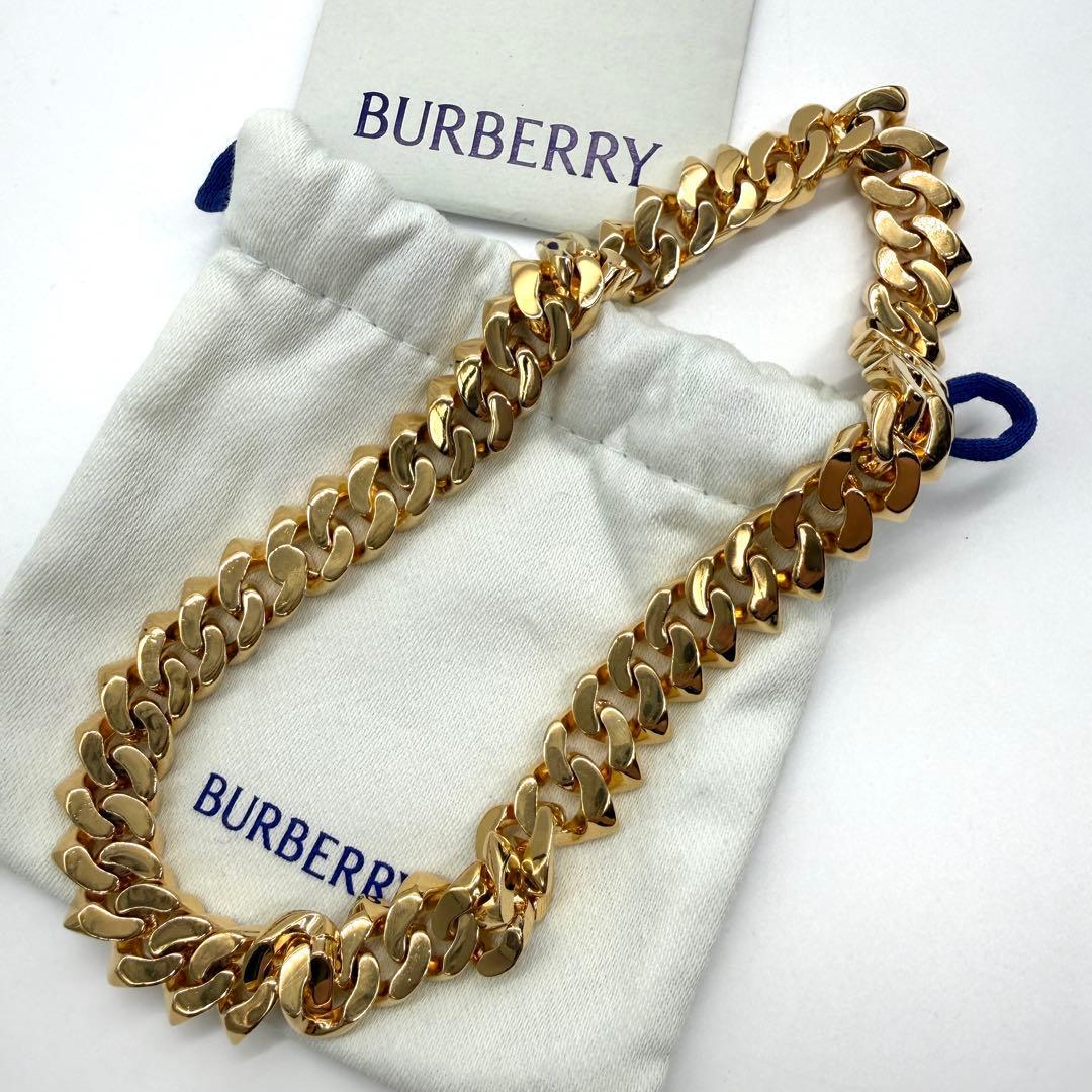 未使用品● BURBERRY バーバリー 喜平 ネックレス ゴールド Silver 925 刻印 166.3g アクセサリー 拍卖