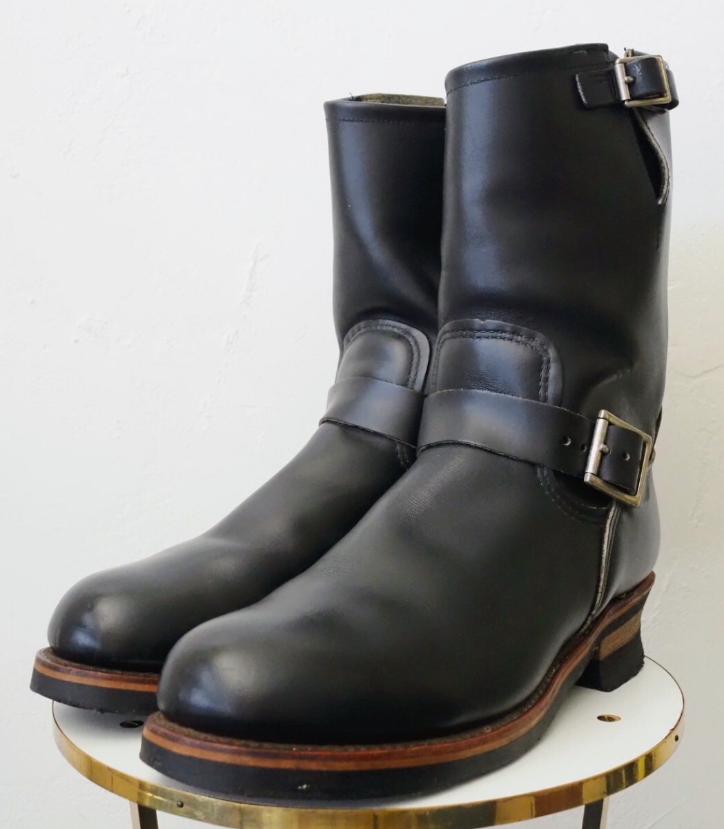 【極美品/PT99前期】USA製 REDWING/レッドウィング 2268 スチールトゥ エンジニアブーツ 10D 28cm相応 ブラック 送料無料/wesco boss拍卖