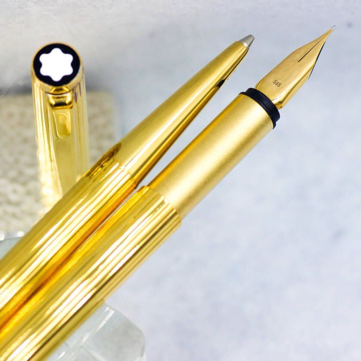 極美品 モンブラン ノブレス 金張 万年筆 シャープペンシル セット 14金EFニブ 適合パーカー純正コンバーター付 MONTBLANC NOBLESS(阿計)拍卖
