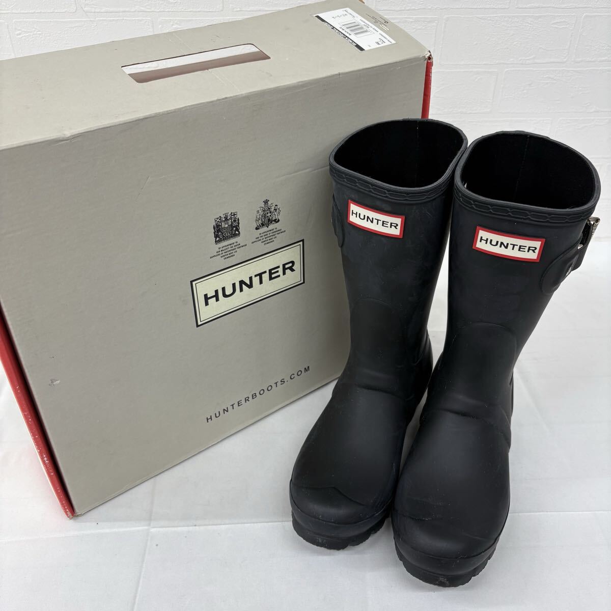 2125△ 箱あり HUNTER ハンター レインブーツ レディース サイズ36 ブラック 黒 ハーフブーツ ラバーブーツ 長靴 雨 アウトドア シューズ拍卖