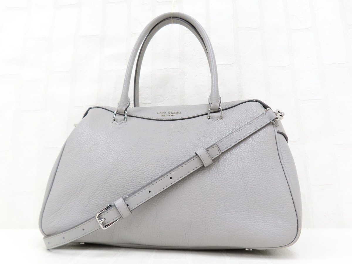 ◆超美品◆kate spade ケイトスペード◆カーフ レザー 本革◆2way ハンド ショルダー バッグ◆グレー シルバー金具◆ヴィンテージ◆N10892拍卖