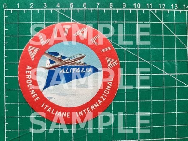 a【航空会社のヴィンテージ ステッカー】イタリア アリタリア Alitalia Italian International Airlines 旗とダグラス DC-6拍卖
