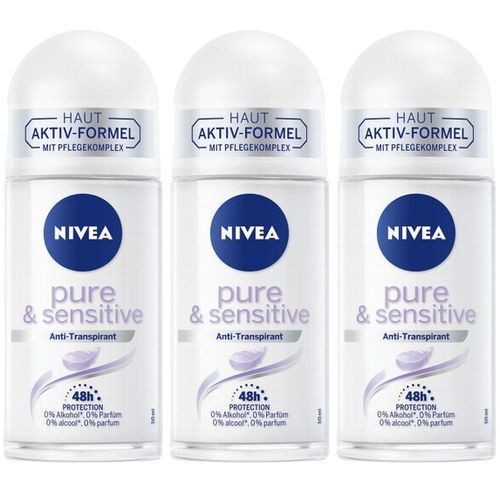 【3本セット】NIVEA ニベア デオドラント ロールオン Pure & Sensitive 48時間持続 50ml 【並行輸入品】拍卖