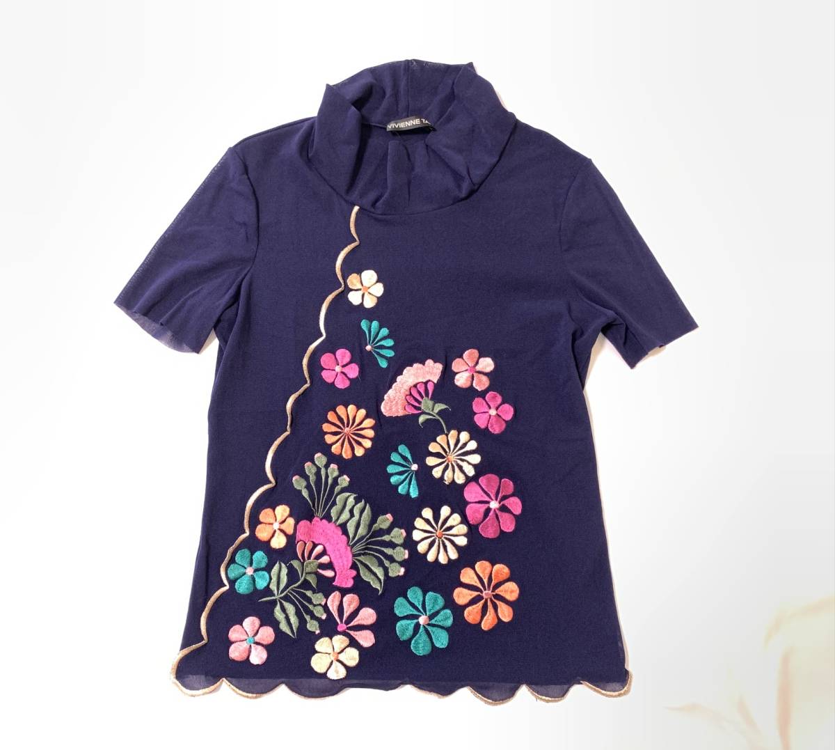 vivienne tam ヴィヴィアン タム 刺繍 花 モックネック ハイネック パワーネット メッシュ拍卖