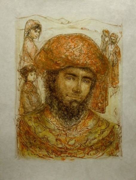 ☆☆☆アメリカの心と良心 エドナ・ハイベル 直筆サイン リトグラフ 「ヨルダンのヨシュア」拍卖