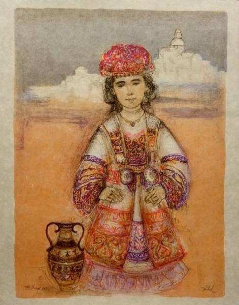 ☆☆☆アメリカの心と良心 エドナ・ハイベル 直筆サイン リトグラフ 「エーゲ文明」拍卖