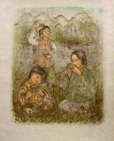 ☆☆☆アメリカの心と良心 エドナ・ハイベル 直筆サイン リトグラフ 「小川の側の朝」拍卖