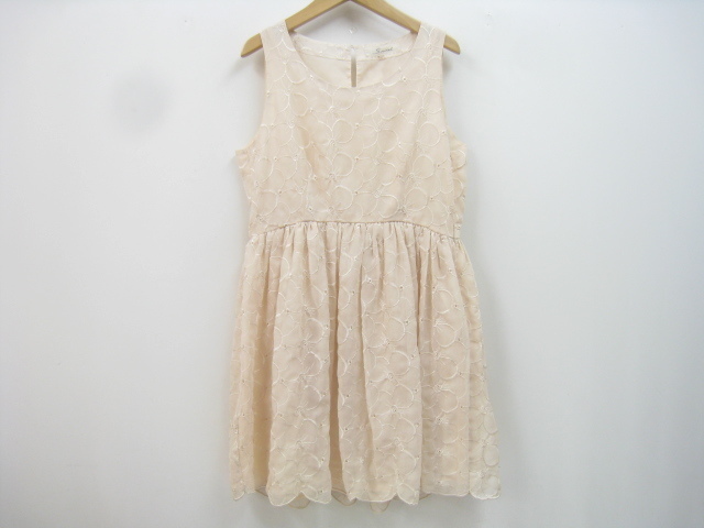 Snidel スナイデル 花柄 フラワー ノースリーブ シフォン ワンピース ベージュ SIZE 1拍卖