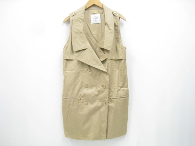 araara アラアラ ノースリーブコート ジップポケット ベージュ SIZE 2拍卖