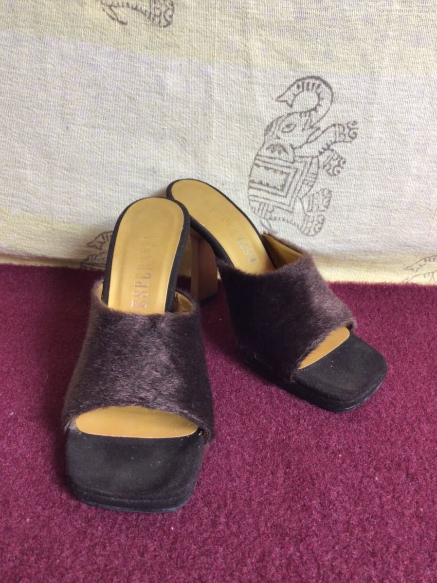 【売り切り!送料無料】A-103 ESPERANZA サンダル 毛皮風 22.0cm 中古 激安 訳あり拍卖