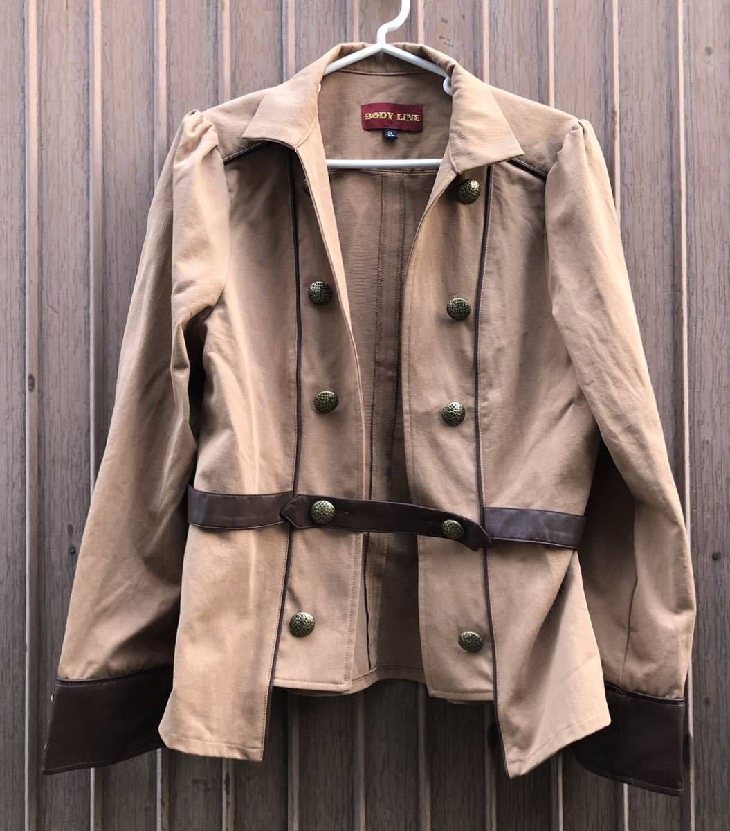 お勧め・ジャケット レディース BODY LINE ボタン ヴィンテージ 2L ベルト拍卖
