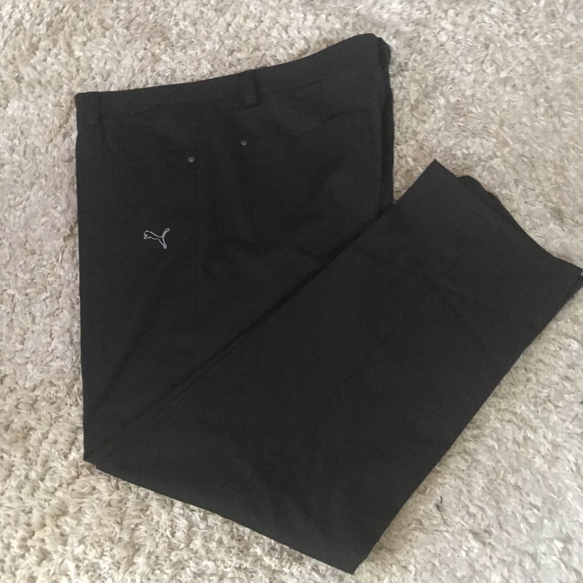 超お値打ち出品 大きめサイズ PUMA Men's ストレッチゴルフパンツ W38inc ブラック usedほぼ新品拍卖