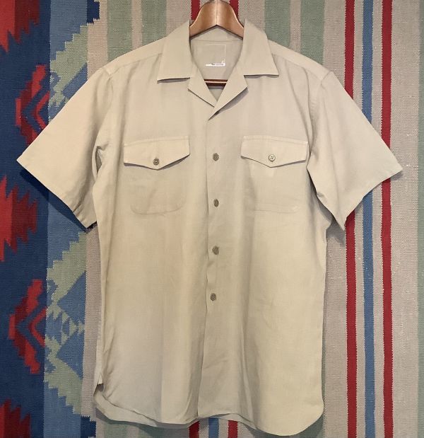 良品 ! 50s 60s マチ付き ビンテージ 半袖 ワーク シャツ コットン Wステッチ US -M サイズ //拍卖