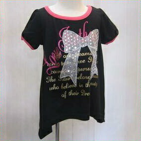 ☆【郵便(クリックポスト)対応】MANIA MARIA 女の子 キッズ 子供服 半袖 リボン柄 ピンクパイピング Tシャツ チュニック 100cm 04-7218拍卖