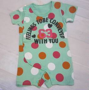 ☆【郵便(クリックポスト)対応】訳あり BLiNK 半袖 ロンパス ドット グリーン 80cm (04-7092)拍卖