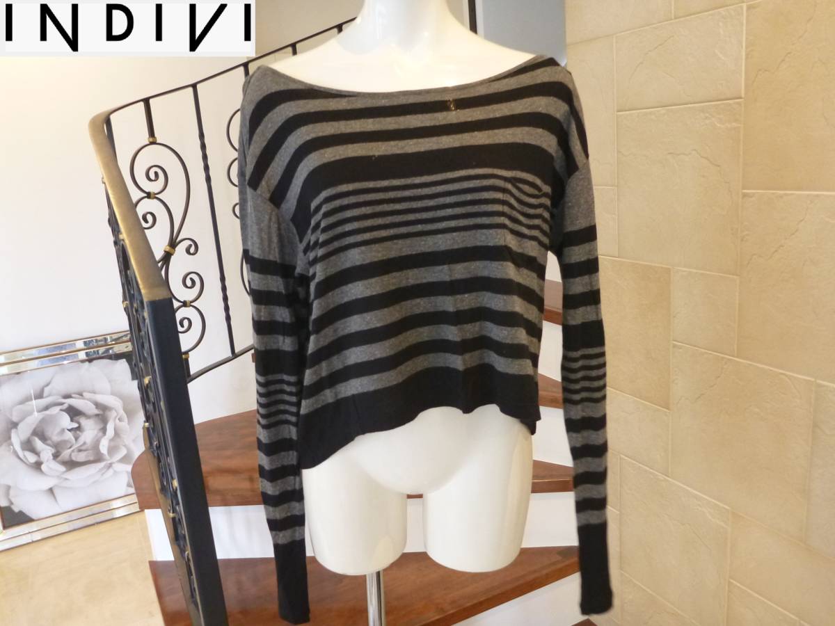 INDIVI(インディヴィ)★インディビ★黒×グレー ドルマン袖 トップス 40 L相当拍卖