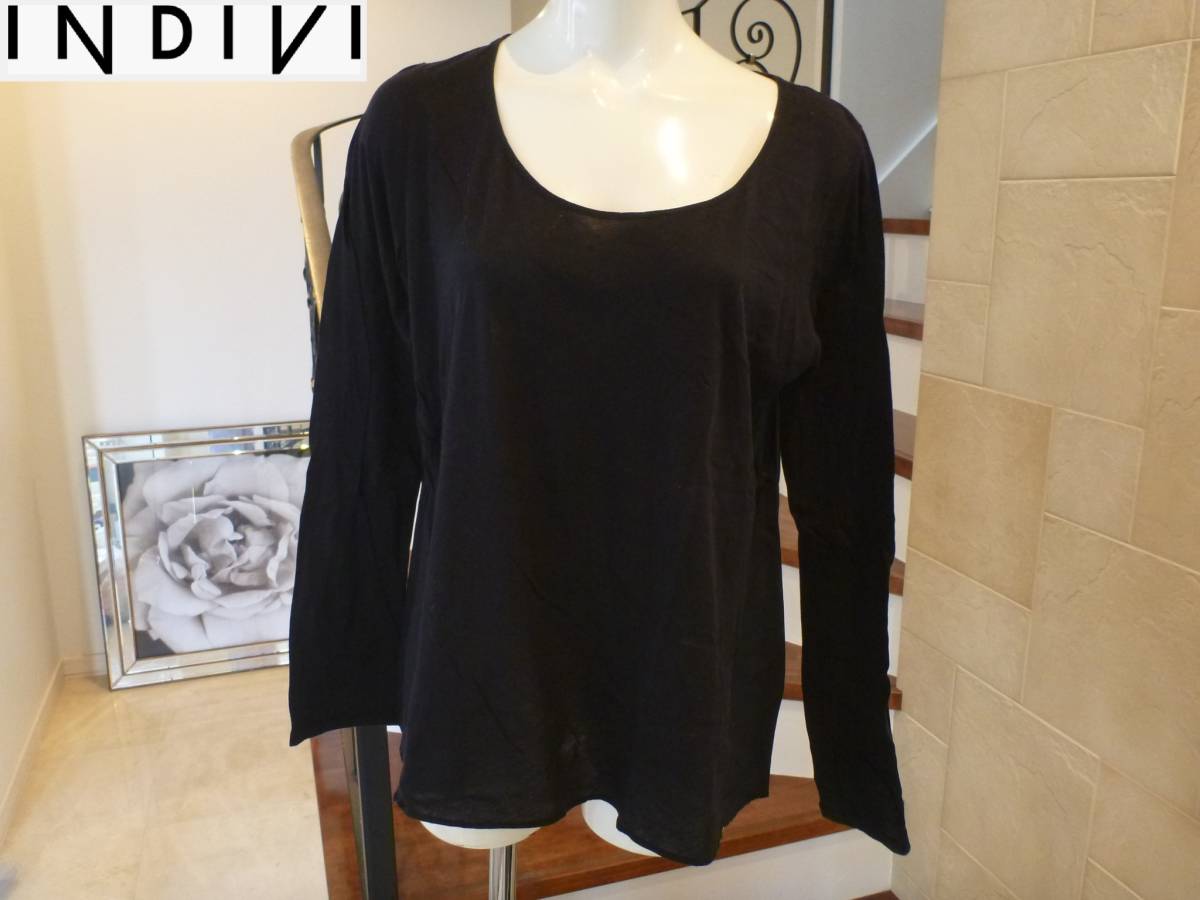 INDIVI(インディヴィ)★インディビ★黒ブラック 長袖カットソー 38 M相当拍卖