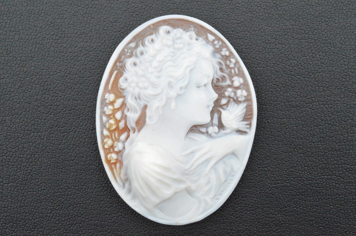 ◆ぺルニーチェ◆シェルカメオ ルース 約50.47×38.48mm 約7.14g【35.7ct】 作家 サイン コレクション CH-204拍卖