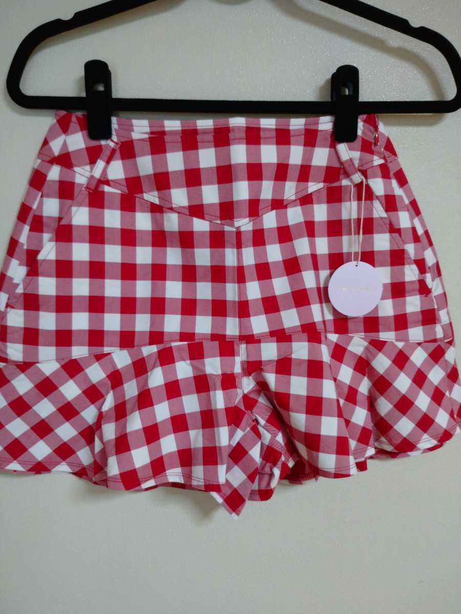 リエンダ ギンガムフリル レッド ショートパンツ レディース ゴルフウェア 新品拍卖