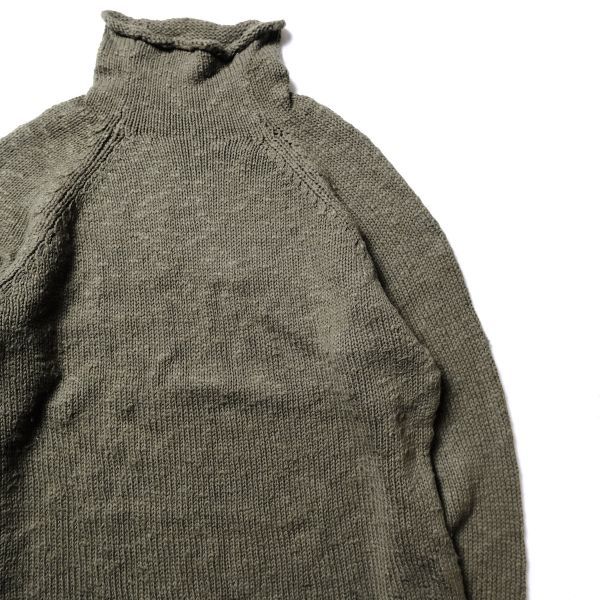 00's LLビーン ロールネック コットン ニットセーター (L PET) オリーブ系 ハイネック 00年代 旧タグ オールド LLBEAN LADYS拍卖