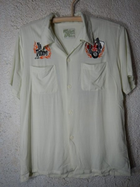 to2725 レア C.C.C. Hawaiian レトロ vintage ビンテージ 半袖 ボーリング シャツ 刺繍 デザイン GT 富士山 ツーリング拍卖