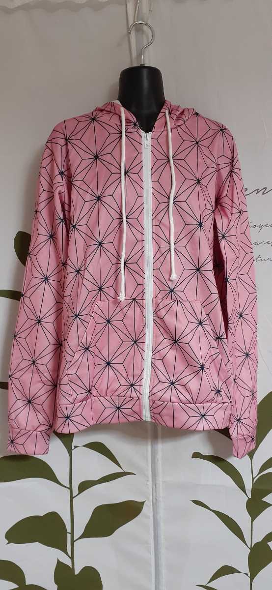 Y 8/6 (株)レッドスパイス 和柄ジップアップパーカー 裏ネル地 軽い ピンク拍卖