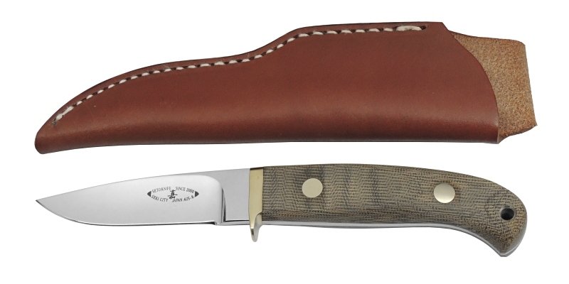 No.LV-100/MB シルバーハンター100・ブラックキャンバスマイカルダー柄・8A Stainless Blade 80mm.全長:195mm・革ケース拍卖