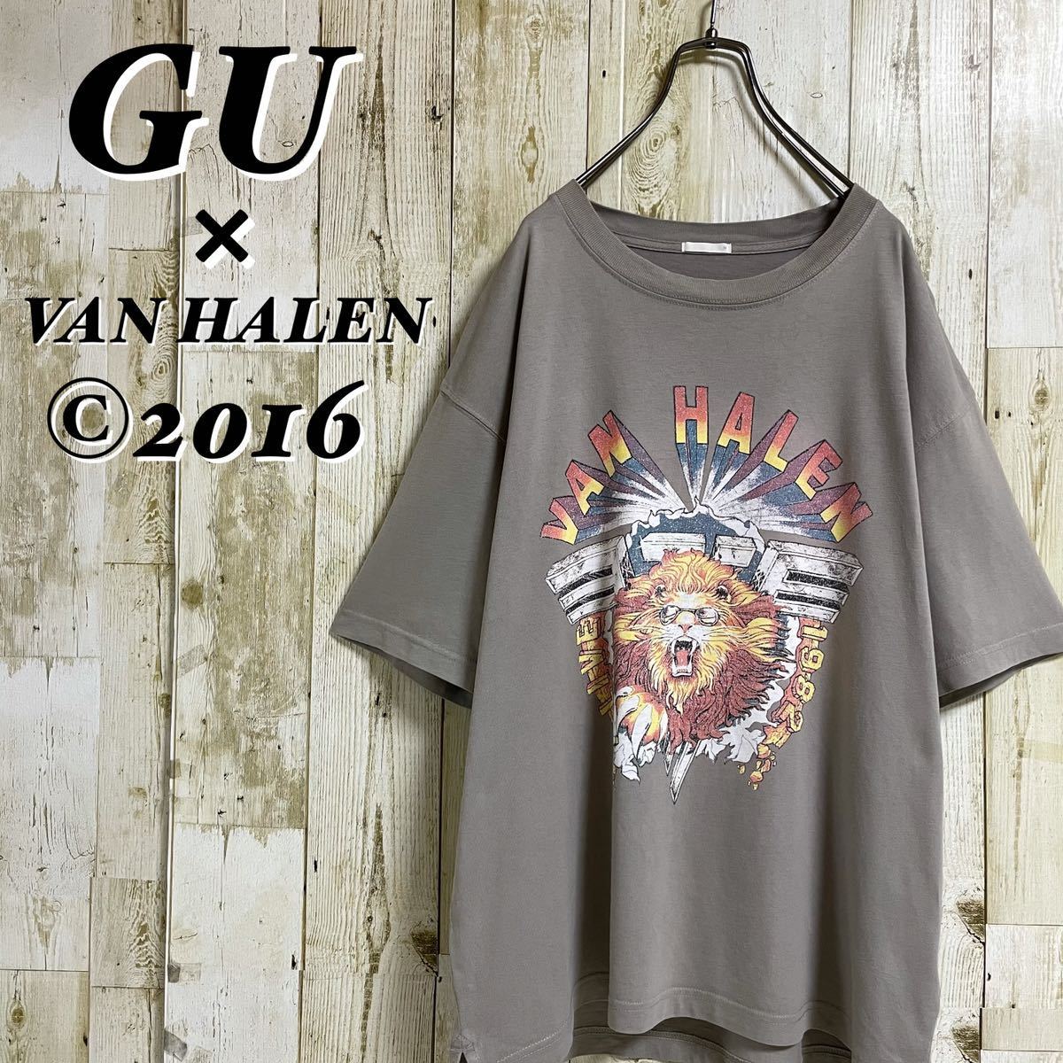 GU ヴァン・ヘイレン ビッグプリント コピーライト ビッグシルエット ヘヴィメタル ハードロック バンドTシャツ バンTee L~XL相当 古着拍卖