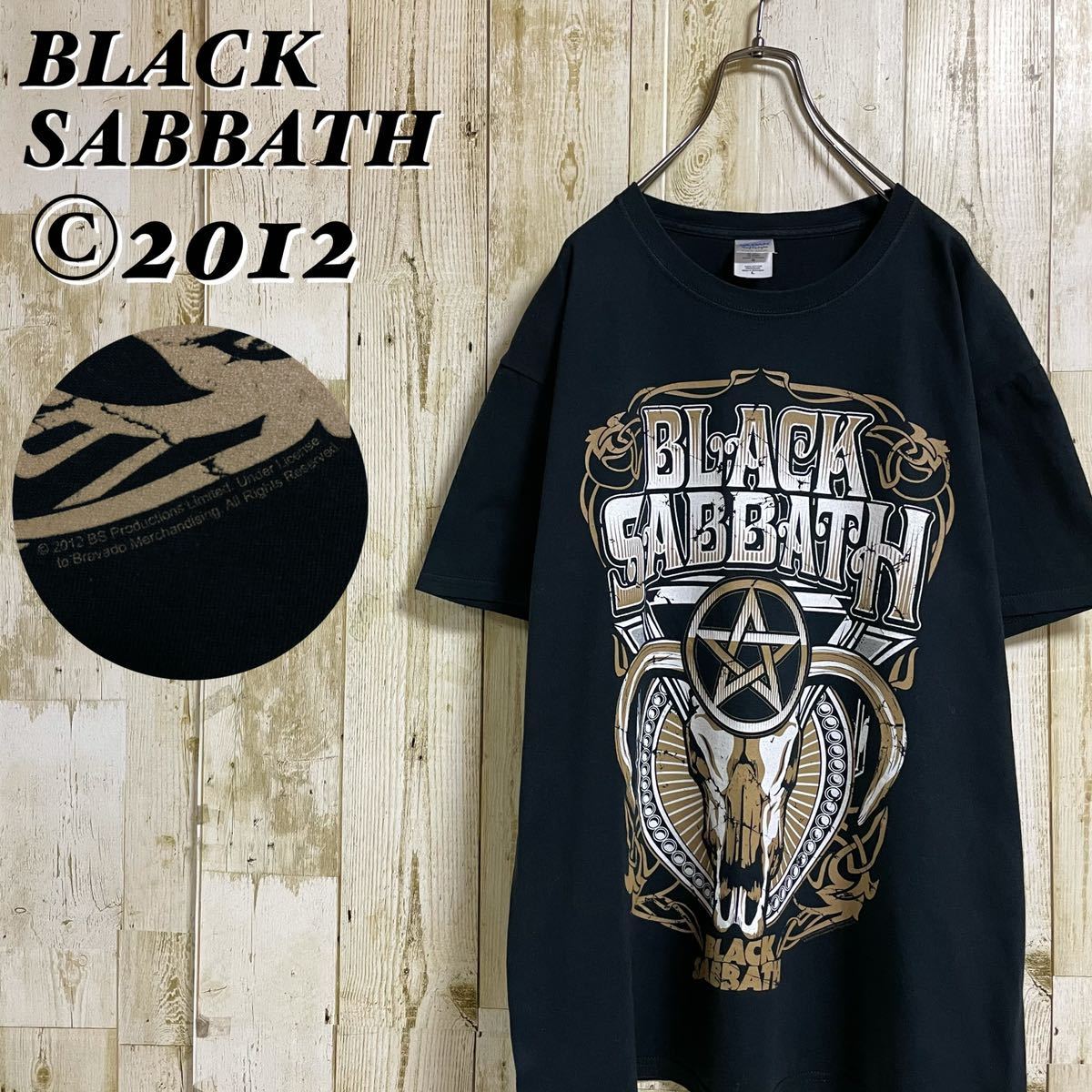【ギルダン】 ブラック・サバス ビッグプリント コピーライト 2012 正規品 ヘヴィメタル ハードロック バンドTシャツ メタルTee L 古着拍卖