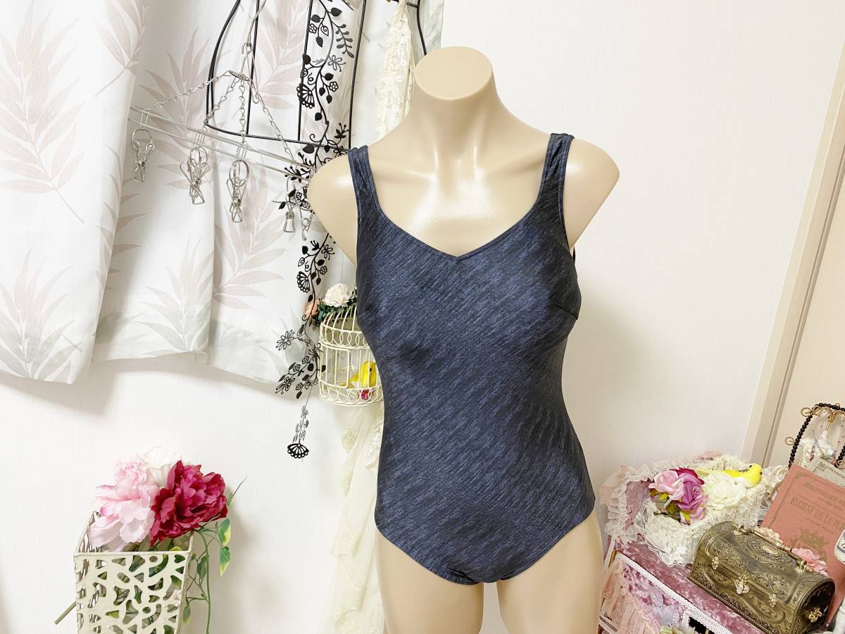 ●レディス水着 11L・B●シャルレ*日本製◆メッシュ総裏地/補正ワンピース水着:ブラック拍卖