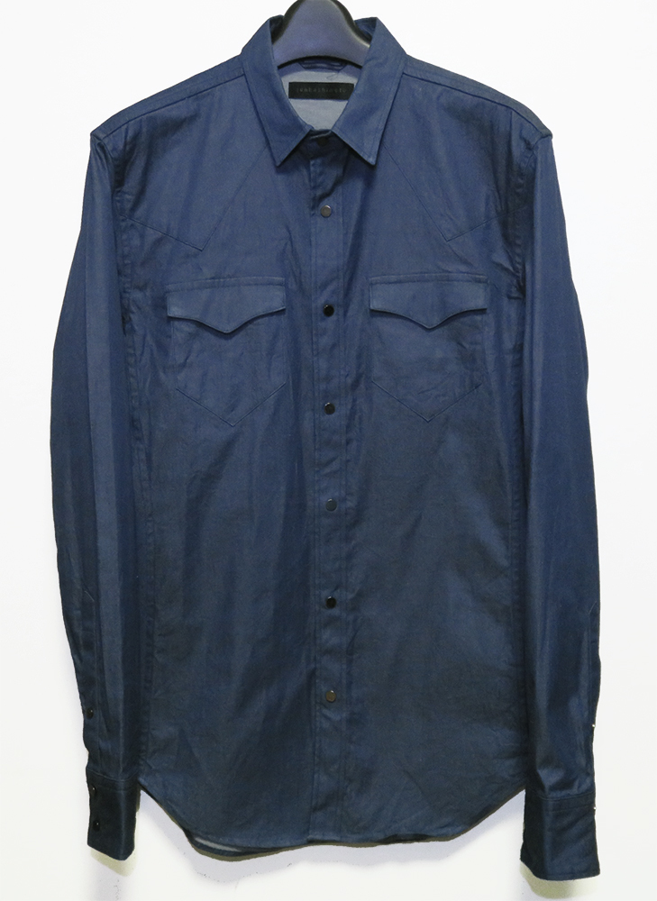 JUN HASHIMOTO 17SS ストレッチデニム ウエスタンシャツ 3 定価27,000円 シャンブレー ジュンハシモト拍卖