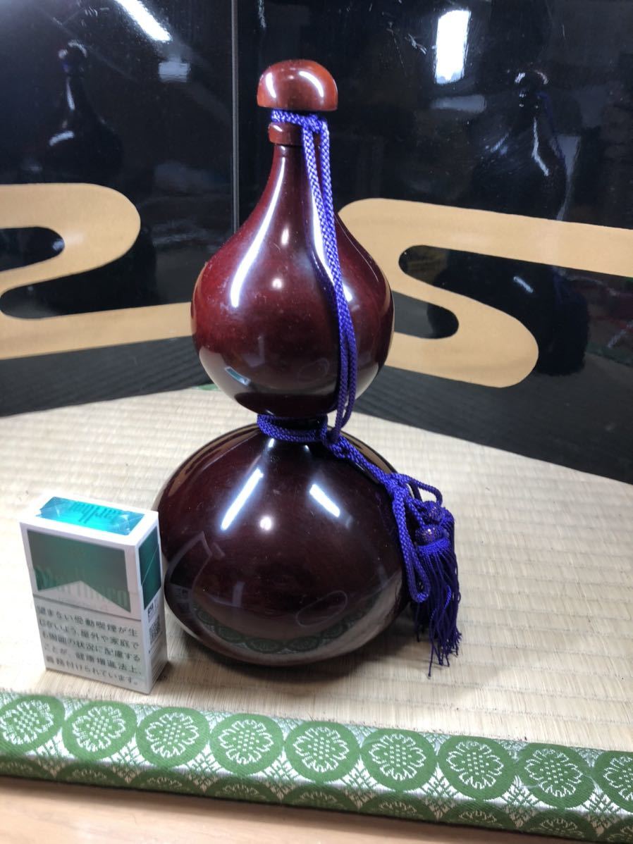 ひょうたん 鉄刀木? 黒檀? 高さ 28cm拍卖