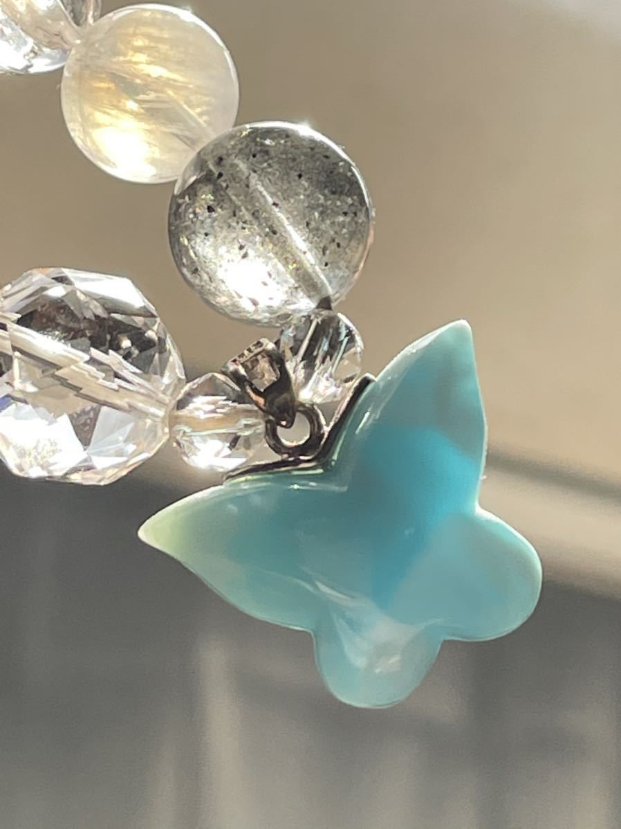 蝶々ラリマー 天然石ブレスレット パワーストーン お守りブレス ムーンストーン 水晶 ヘマタイト拍卖