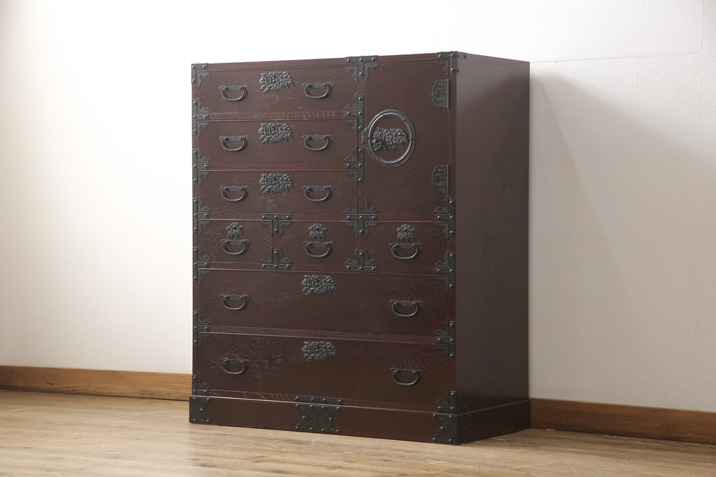 R-057304 中古 美品 ケヤキ(欅)材・中桐 国産民芸箪笥(和箪笥、衣装箪笥、収納箪笥、引き出し、チェスト)拍卖