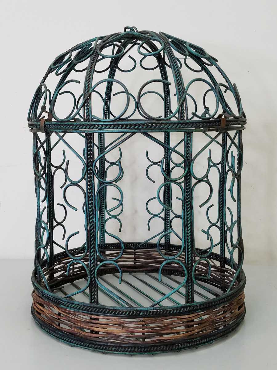 アンティーク調 アイアン 鳥かご 高さ約33cm ガーデニング ディスプレイ 吊り下げ ワイヤーバスケット ハンキングバスケット アイアン雑貨拍卖