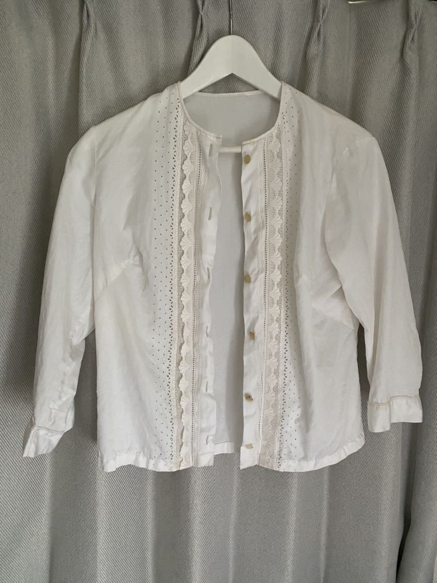 ★50s ヴィンテージ フランス ブラウス レース レア ホワイト拍卖