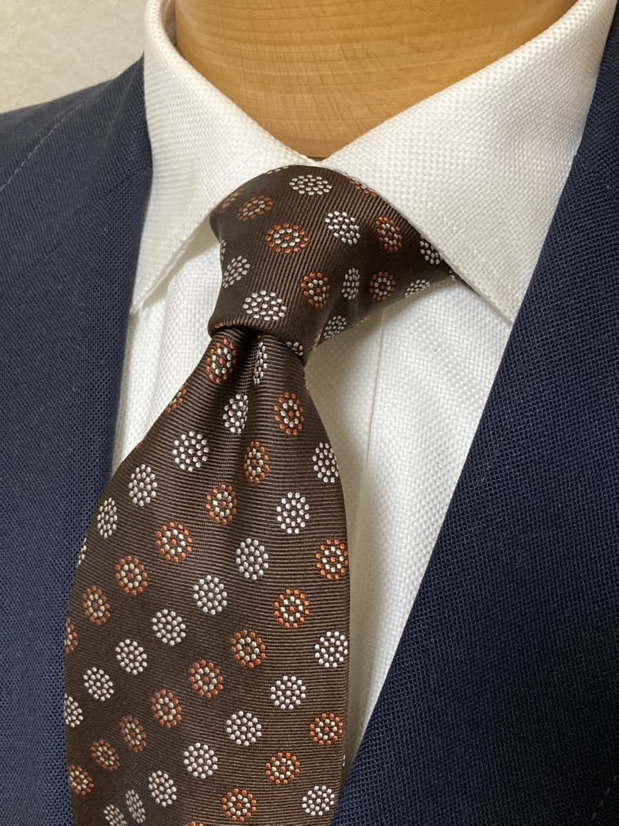 【美品】WilkesBashford ネクタイ 大剣約9cmブラウン小紋 シルク日本製Wilkes Bashford(ウィルクス・バシュフォード)拍卖