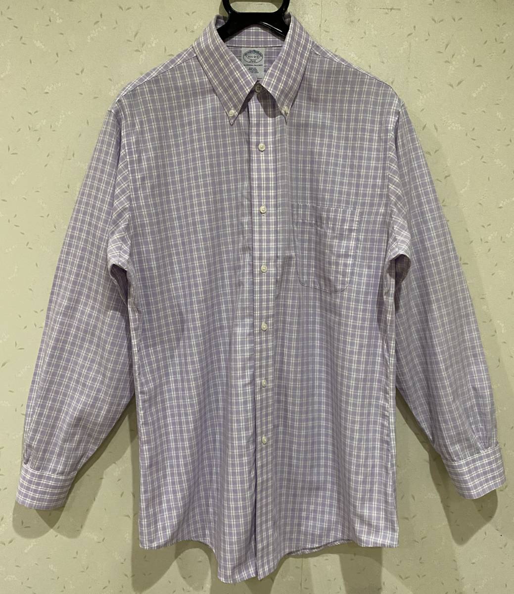 *BROOKS BROTHERS 346 ブルックスブラザーズ チェック 長袖シャツ Yシャツ トップス 15(1/2-2/3) BJBA.E拍卖
