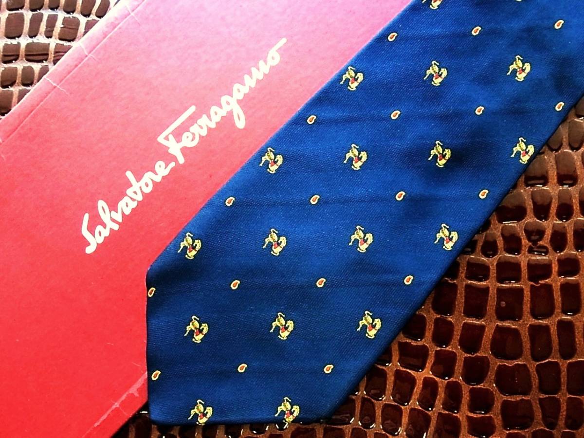 ◇E818R◇在庫処分SALE●フェラガモ【刺繍・馬】ネクタイ拍卖