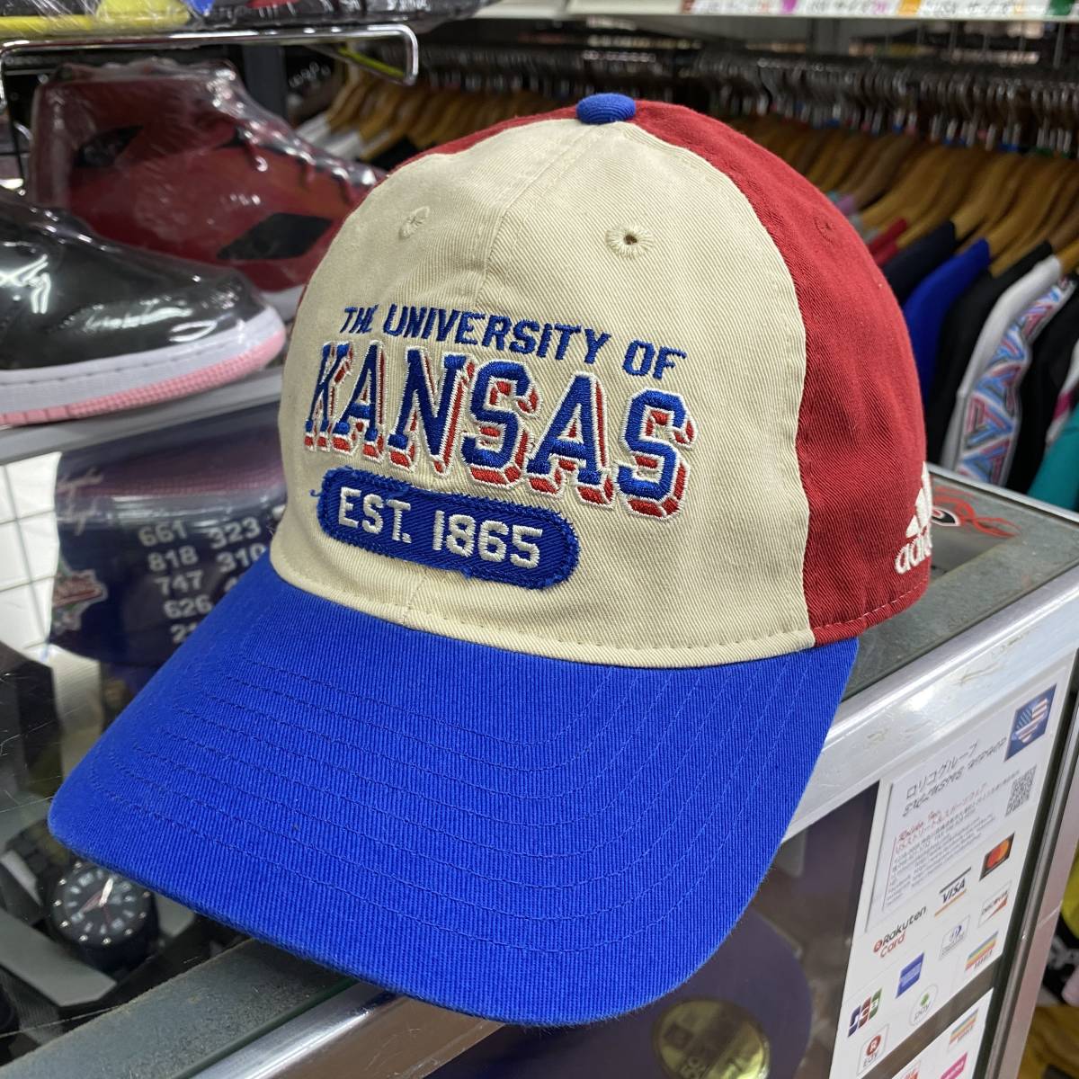 USA正規品 Adidas アディダス Collegiate カンザス大学 カンザス KU ジェイホークス トリコロール ストラップバック キャップ 帽子拍卖