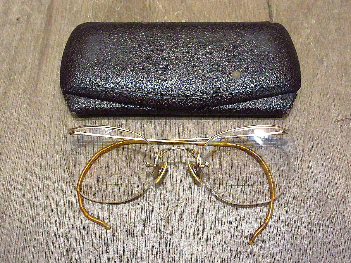ビンテージ40's●ケース付きAmerican Optical 1/10 12KGF NUMONT FUL-VUE眼鏡●210523n7-eygls 1940sアメリカンオプティカル彫金拍卖