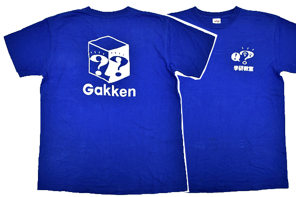 Y-1532★送料無料★激レア 外部非売品★学研教室★男女兼用 先生 イベント ブルー青色 両面プリント 半袖 T-シャツ M拍卖