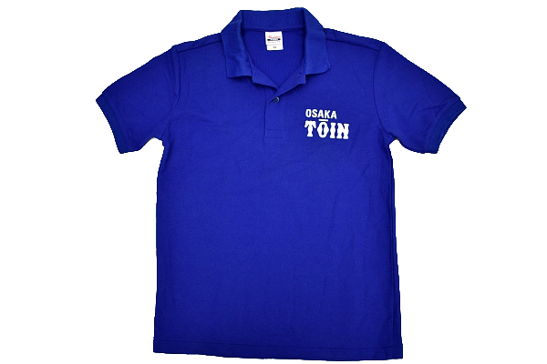 Y-1544★送料無料★美品 外部非売品★OSAKA TOIN 大阪桐蔭 中学校 高等学校★学園祭 イベント ブルー青色 鹿の子 半袖 ポロシャツ SS拍卖