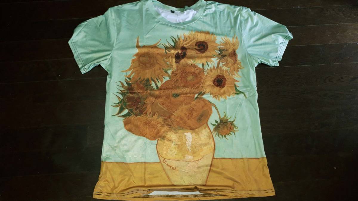 ゴッホ ひまわり 両面プリント Tシャツ Mサイズ拍卖