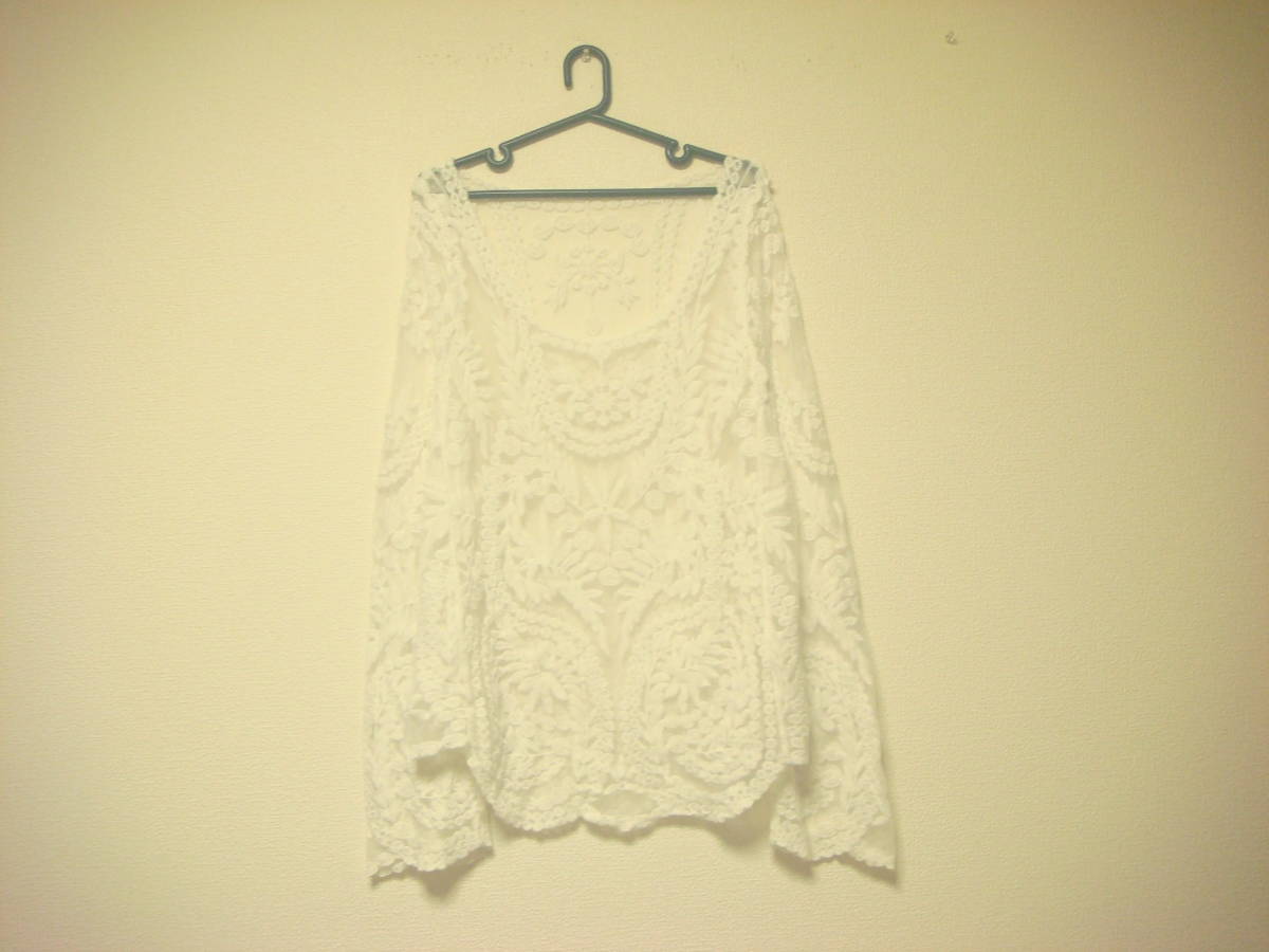総レース シースルー カットソー ホワイト タグ無し未使用 新品拍卖