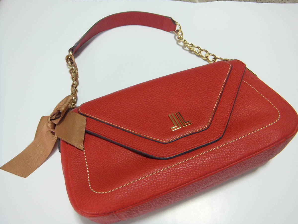 ☆美品☆LANVIN COLLECTION☆ランバンコレクション☆ハンドバッグ☆赤☆リボン☆牛革☆ショルダーバッグ☆拍卖