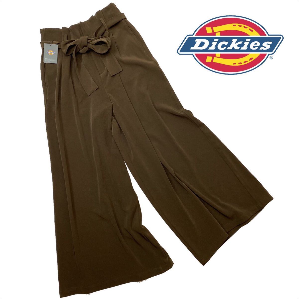 Dickies ベルト付きワイドパンツ DK006765CD6 ブラウン サイズM 伸縮性があるので、オフィススタイルでも休日スタイルでも合わせやすい1本拍卖