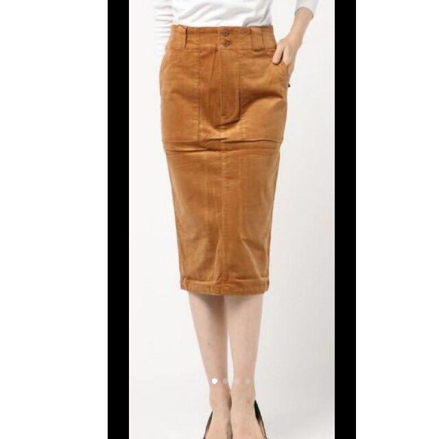 Dickies ひざ丈スカート DK006678CD6 ブラウン コーデュロイ素材 後ろ中央にスリットが入っています サイズM拍卖