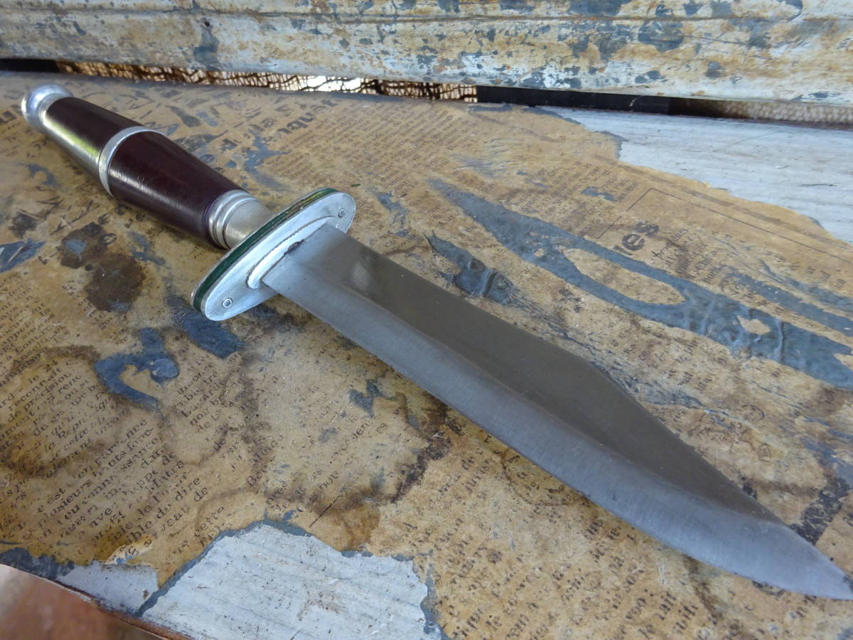 【ハンティングナイフ】包丁真鍮サバイバルナイフ古道具アンティーク狩猟インテリア骨董インダストリアル山仕事魚釣り本革刃物カッター拍卖